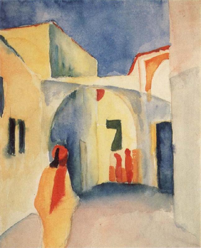 August Macke Bilck in eine Gasse in Tunis